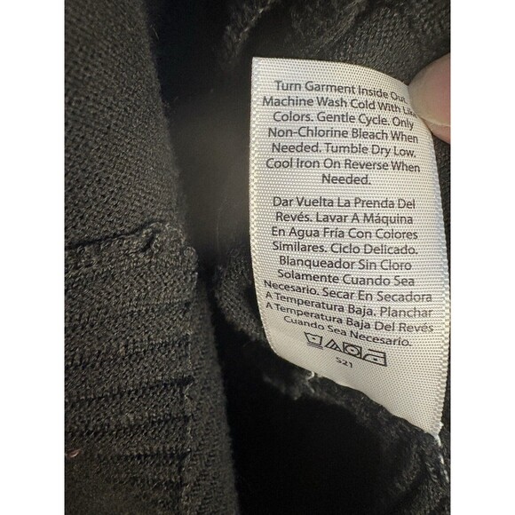 Time and Tru Large Black Open Front Sweater 12-14 Ribbed Detail L/S Pockets - Picture 6 of 6